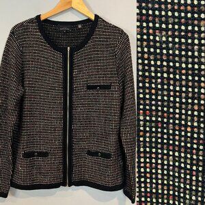 Ted Baker Cardigan Jacket Womens 5 Wool Tweed Knit Metallic Full Zip US 12